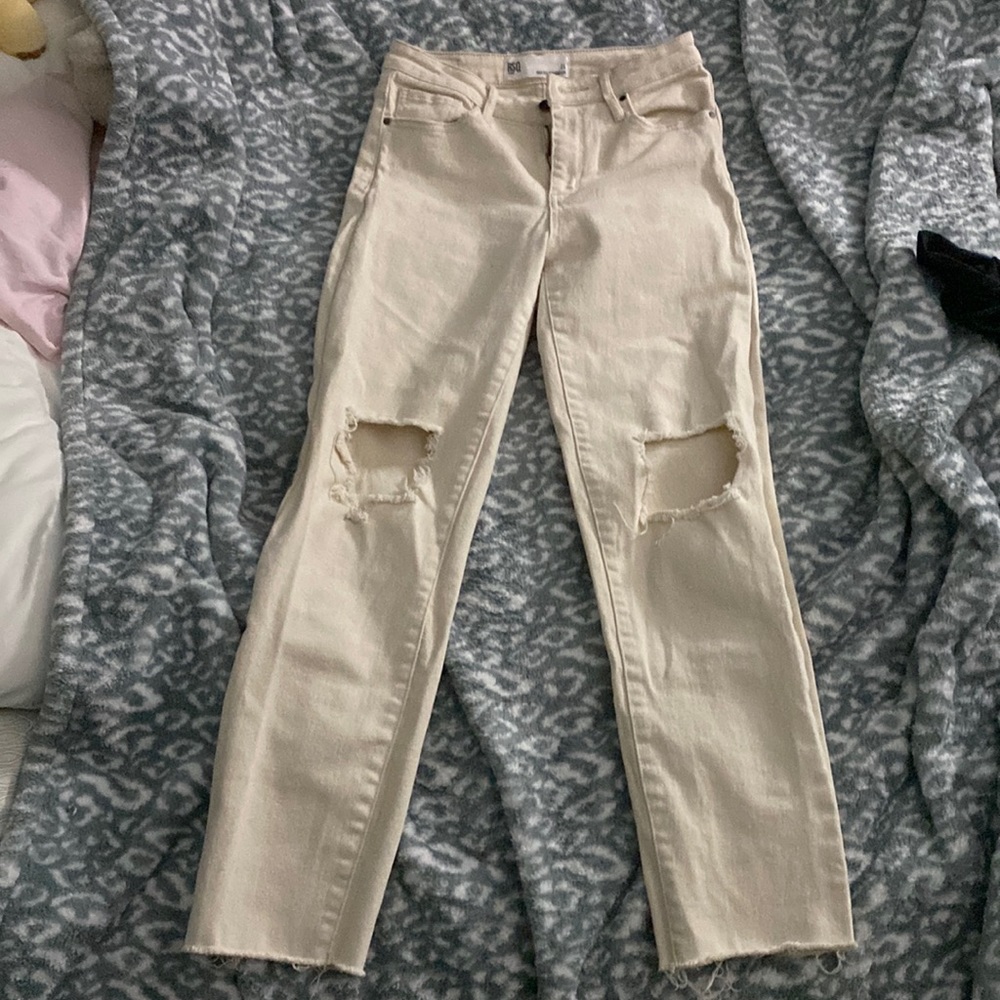 rsq high rise straight leg cream jeans